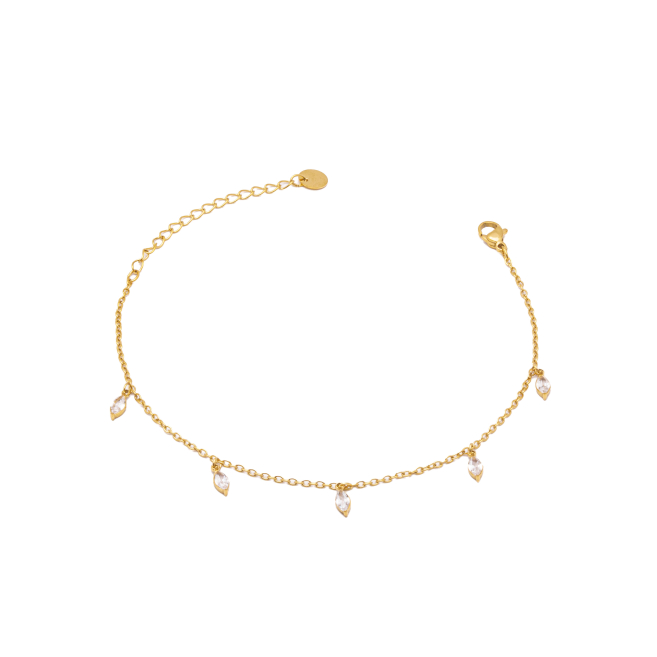 TOBILLERA ZO15466B BLANCO DORADO BLANCO ACERO INOXIDABLE 2B31