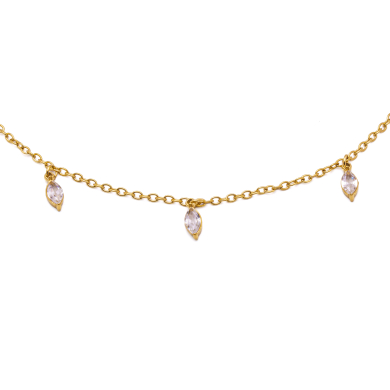 TOBILLERA ZO15466B BLANCO DORADO BLANCO ACERO INOXIDABLE 2B31