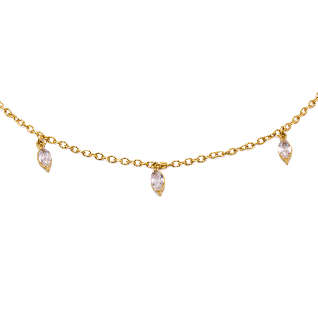 TOBILLERA ZO15466B BLANCO DORADO BLANCO ACERO INOXIDABLE 2B31