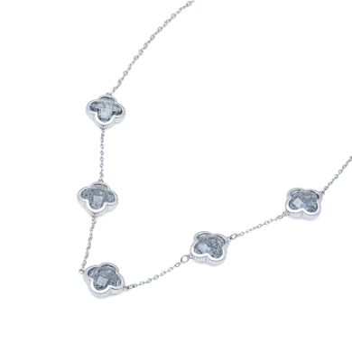 COLLAR ZO13947N PLATEADO+GRIS Acero Inoxidable E17