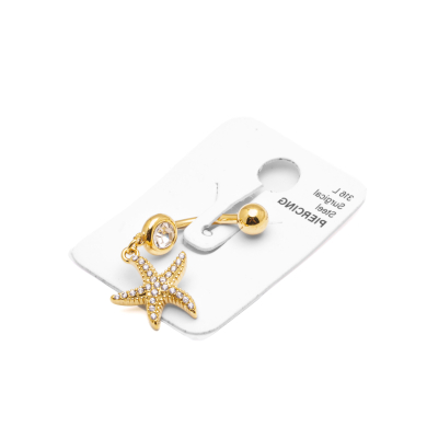 Piercing de ombligo ZO15645P DORADO Acero Inoxidable F38