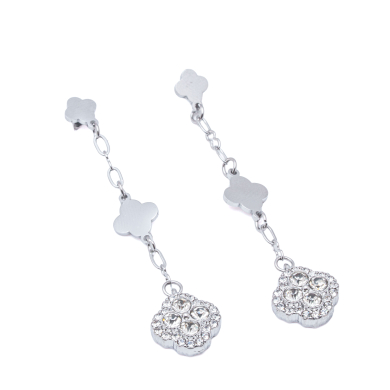 ARETES ZO15104E PLATEADO+BLANCO Acero Inoxidable G25