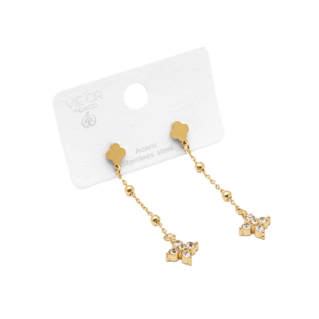 ARETES ZO15105E DORADO+BLANCO Acero Inoxidable G25