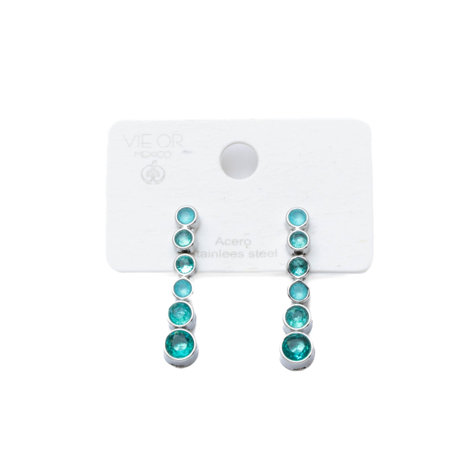 ARETES ZO15783E PLATEADO VERDE ACERO INOXIDABLE