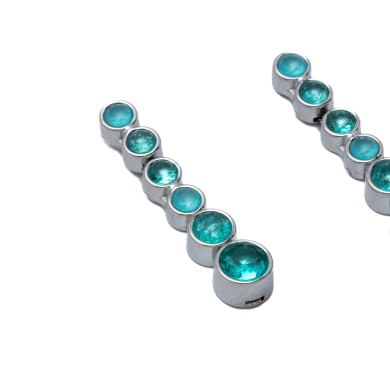 ARETES ZO15783E PLATEADO VERDE ACERO INOXIDABLE