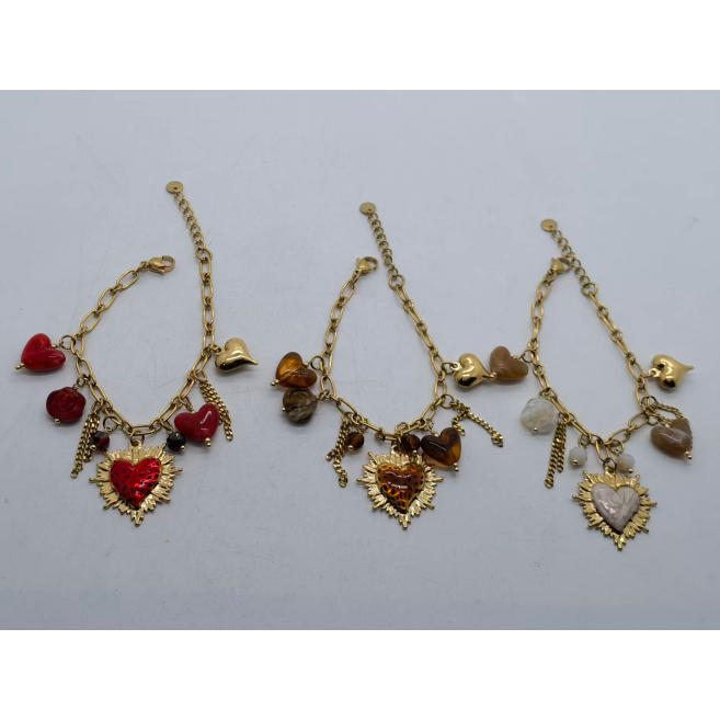 PULSERA Y01606 ROJO ACERO INOXIDABLE
