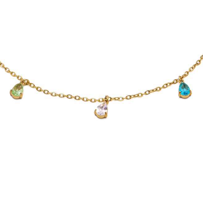 TOBILLERA ZO15462B DORADO MULTICOLOR ACERO INOXIDABLE