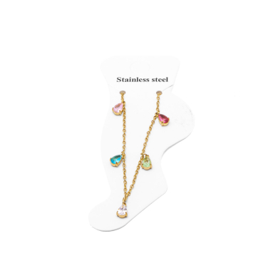 TOBILLERA ZO15462B DORADO MULTICOLOR ACERO INOXIDABLE