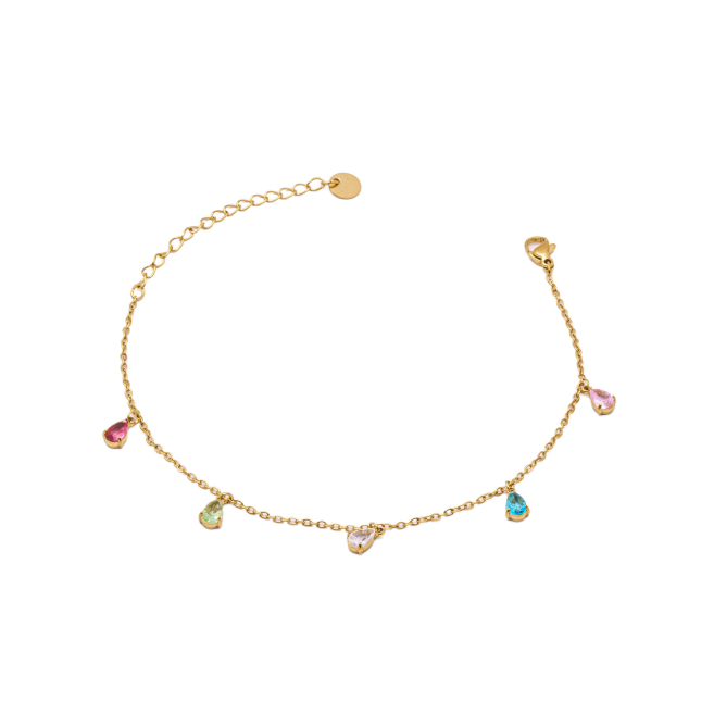 TOBILLERA ZO15462B DORADO MULTICOLOR ACERO INOXIDABLE