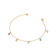 TOBILLERA ZO15462B DORADO MULTICOLOR ACERO INOXIDABLE