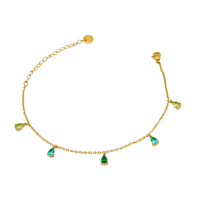 TOBILLERA ZO15462B DORADO VERDE ACERO INOXIDABLE 2B31