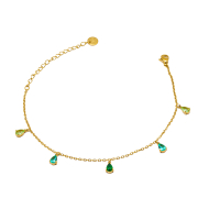 TOBILLERA ZO15462B DORADO VERDE ACERO INOXIDABLE 2B31
