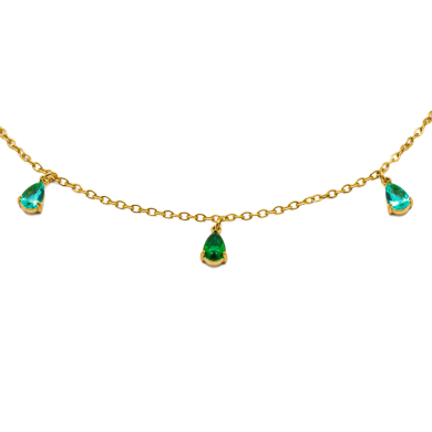 TOBILLERA ZO15462B DORADO VERDE ACERO INOXIDABLE 2B31