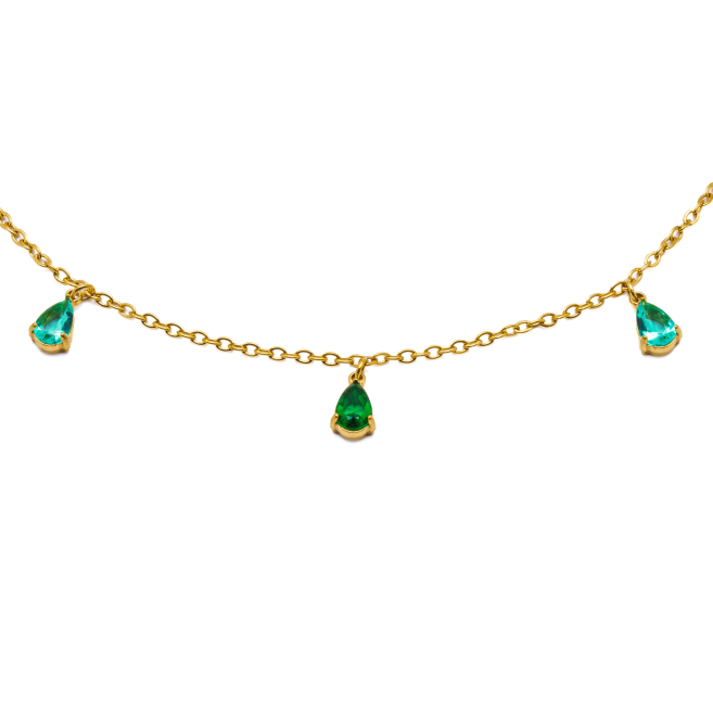 TOBILLERA ZO15462B DORADO VERDE ACERO INOXIDABLE 2B31
