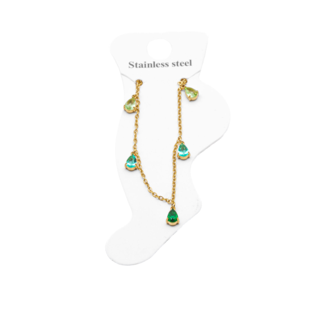 TOBILLERA ZO15462B DORADO VERDE ACERO INOXIDABLE 2B31