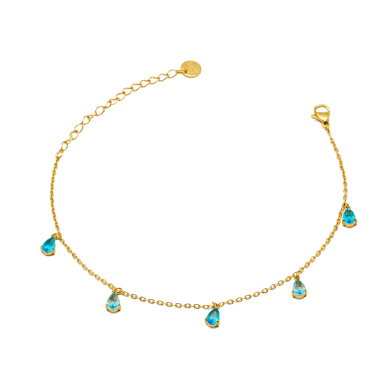 TOBILLERA ZO15462B DORADO AZUL ACERO INOXIDABLE 2B31