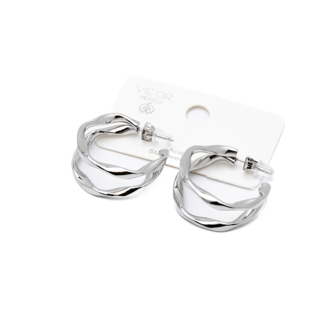 ARETES ZO13927E/27MM PLATEADO Acero Inoxidable F37 F28