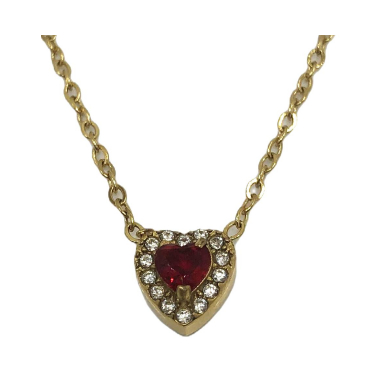 COLLAR ZO16055N DORADO ROJO ACERO INOXIDABLE 2D21