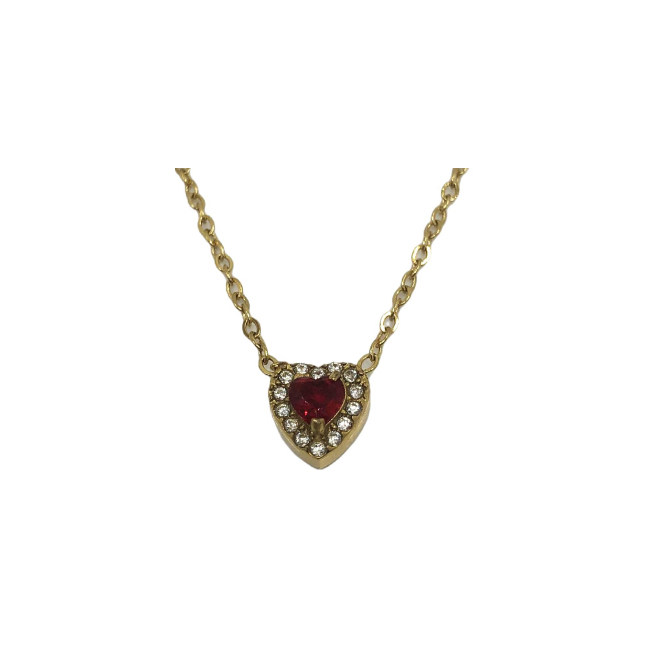 COLLAR ZO16055N DORADO ROJO ACERO INOXIDABLE 2D21