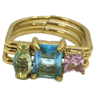 ANILLOS ZO15467R DORADO VERDE ACERO INOXIDABLE A29