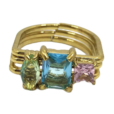 ANILLOS ZO15467R DORADO NEGRO ACERO INOXIDABLE A29