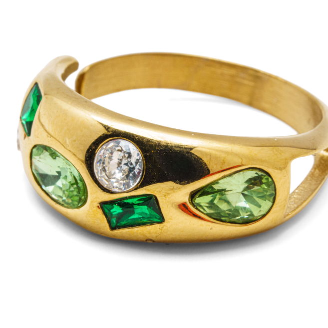 ANILLO ZO13992R VERDE DORADO A42