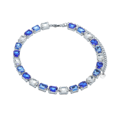 COLLAR ZO15421N PLATEADO AZUL ACERO INOXIDABLE E47