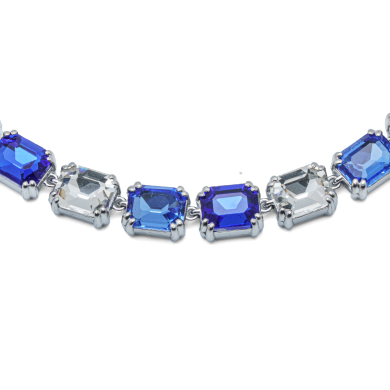COLLAR ZO15421N PLATEADO AZUL ACERO INOXIDABLE E47