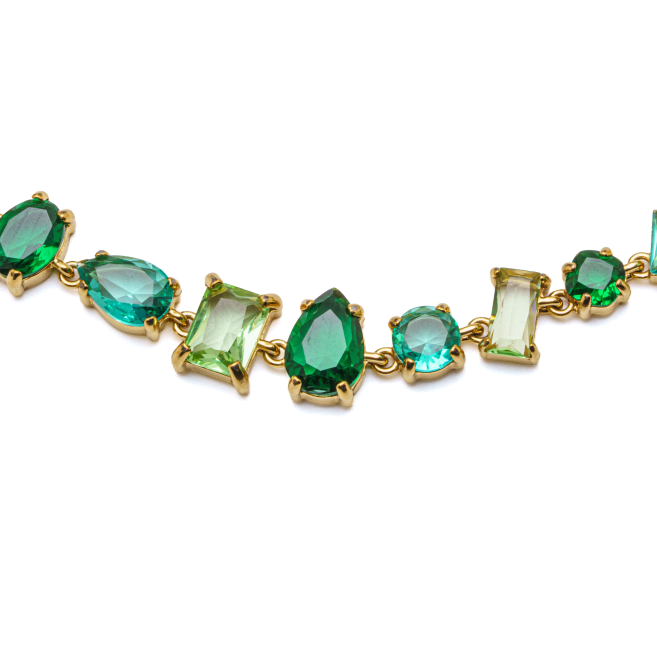 COLLAR ZO15427N DORADO VERDE ACERO INOXIDABLE E48