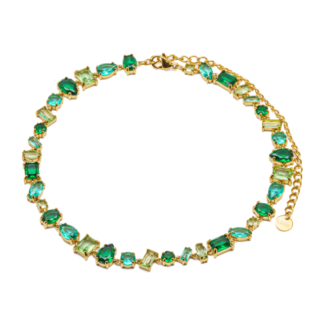 COLLAR ZO15427N DORADO VERDE ACERO INOXIDABLE E48