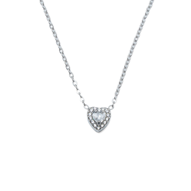 COLLAR ZO16055N PLATEADO BLANCO ACERO INOXIDABLE 2D21