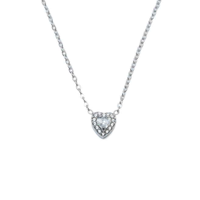 COLLAR ZO16055N PLATEADO BLANCO ACERO INOXIDABLE 2D21