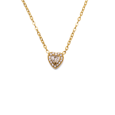 COLLAR ZO16055N DORADO BLANCO ACERO INOXIDABLE 2D21