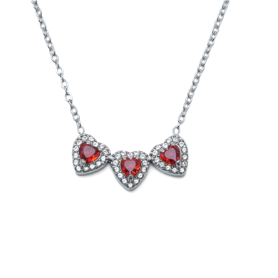 COLLAR ZO14967N PLATEADO+ROJO Acero Inoxidable 2D21 2D21