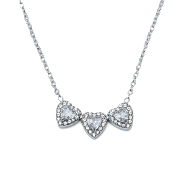 COLLAR ZO14967N PLATEADO+BLANCO Acero Inoxidable 2D21 2D21
