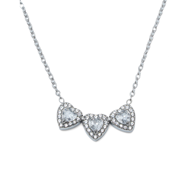 COLLAR ZO14967N PLATEADO+BLANCO Acero Inoxidable 2D21 2D21