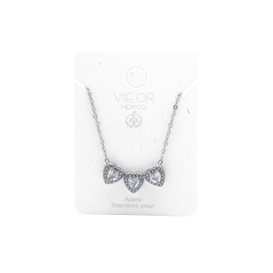 COLLAR ZO14967N PLATEADO+BLANCO Acero Inoxidable 2D21 2D21