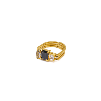 ANILLOS ZO15467R DORADO NEGRO ACERO INOXIDABLE A29