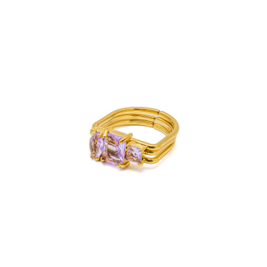 ANILLOS ZO15467R DORADO LILA ACERO INOXIDABLE A29
