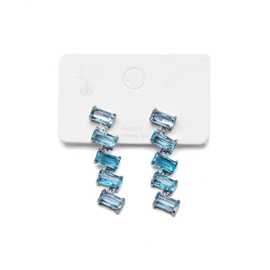 ARETES ZO15428E PLATEADO AZUL ACERO INOXIDABLE G35