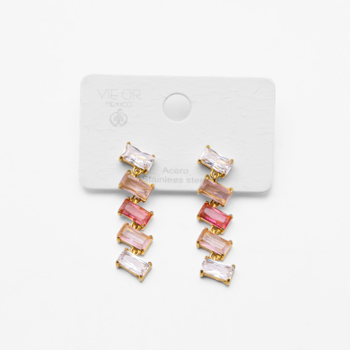 ARETES ZO15428E DORADO ROSA ACERO INOXIDABLE G35