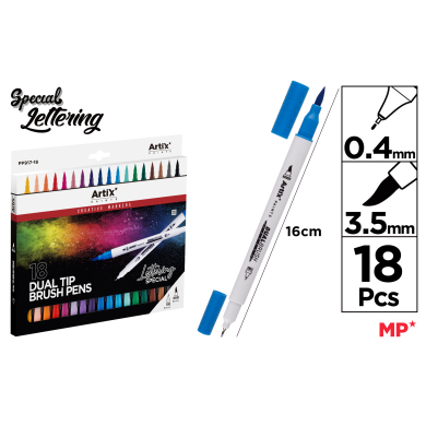 MARCADOR DOBLE PUNTA PINCEL LETTERING 18UDS D26 - D35