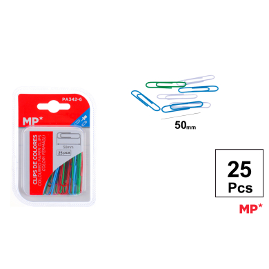 CLIPS DE COLORES 50MM 25 UDS - C34