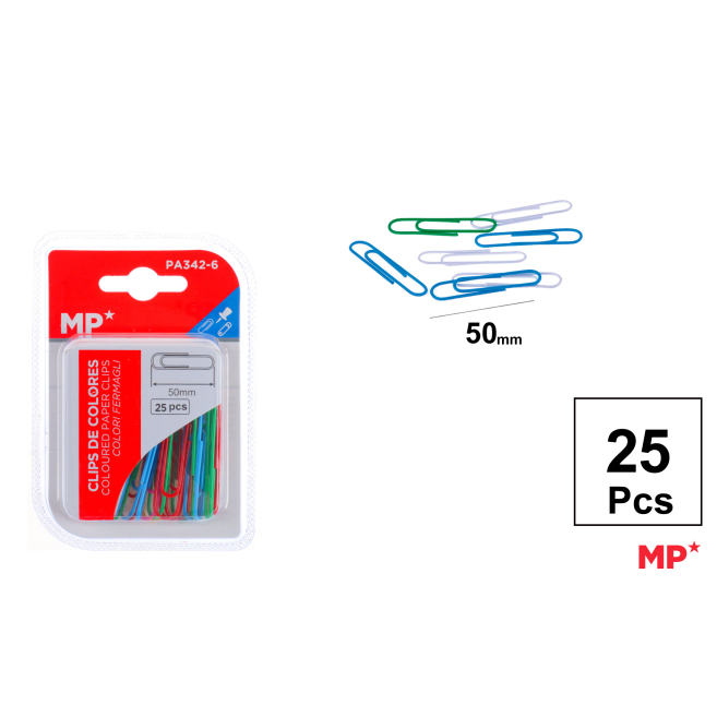 CLIPS DE COLORES 50MM 25 UDS - C34