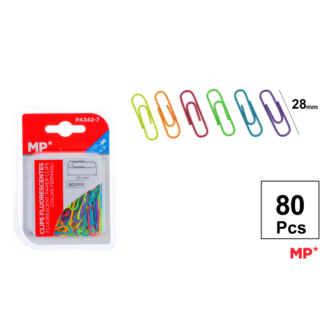 CLIPS FLUORESCENTES 28MM 80 UDS - A34