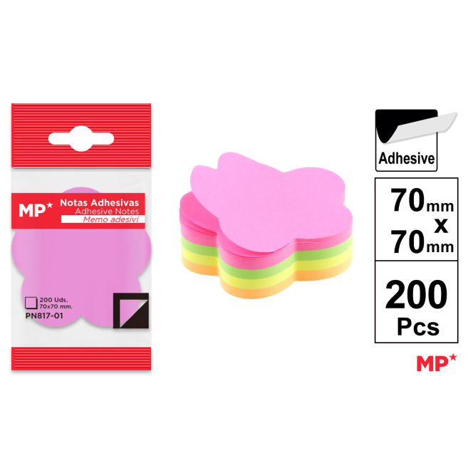 NOTAS ADHESIVAS 70X70MM 200H FLOR - H24