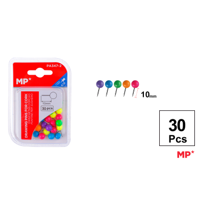 CHINCHETA CABEZA REDONDA FLUORESCENTE 30 UDS - A43