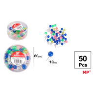 CHINCHETA CABEZA REDONDA DE COLORES ENVASE 50UDS - A34