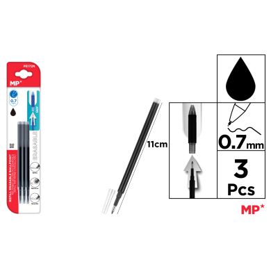 RECAMBIO PARA BOLIGRAFO BORRABLE NEGRO 3UDS - C34